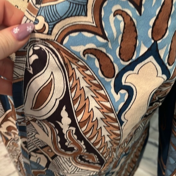 Chico’s Paisley Jacket Coat Topper Faux Suede NWT Chicos Size 0 = XS Blue - Picture 4 of 11